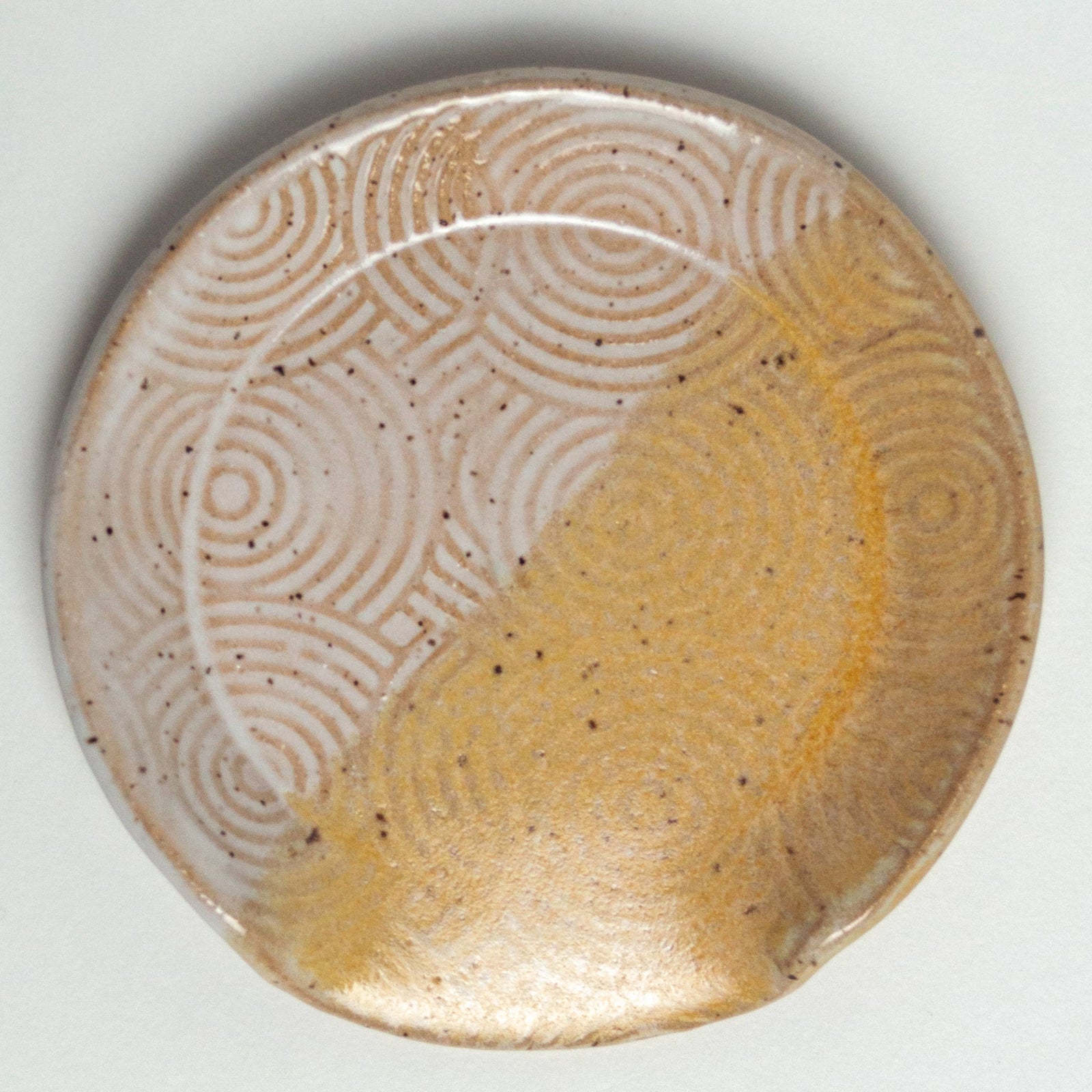 White & Peach Spiral Pattern Ceramic Spoon Rest Handmade |  - Cedar Witch Goods