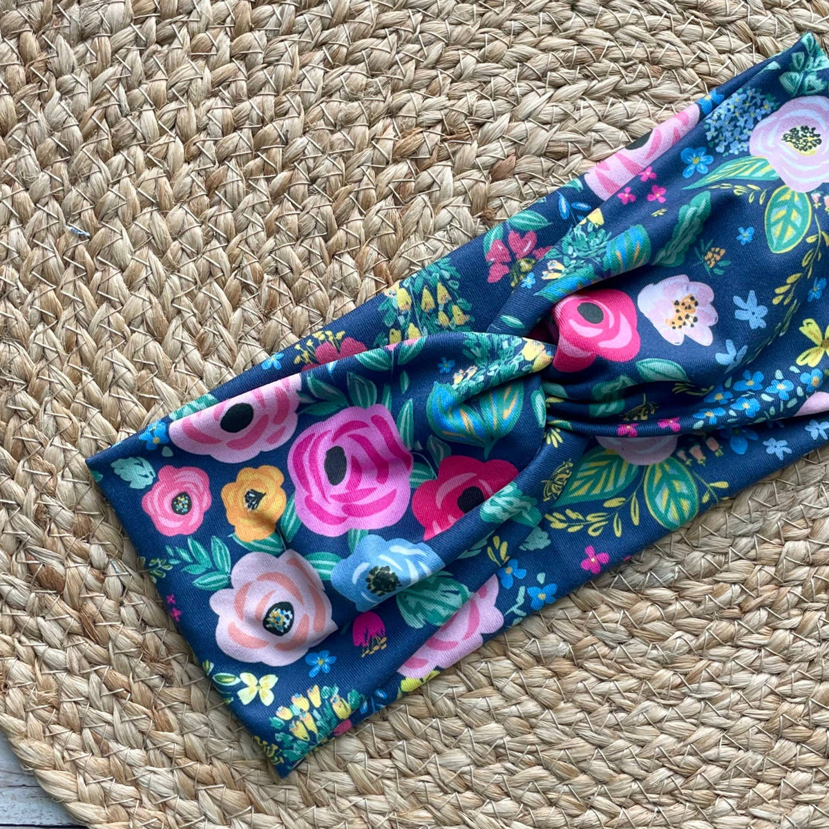Wonderland Garden Navy Knit Twist Headband