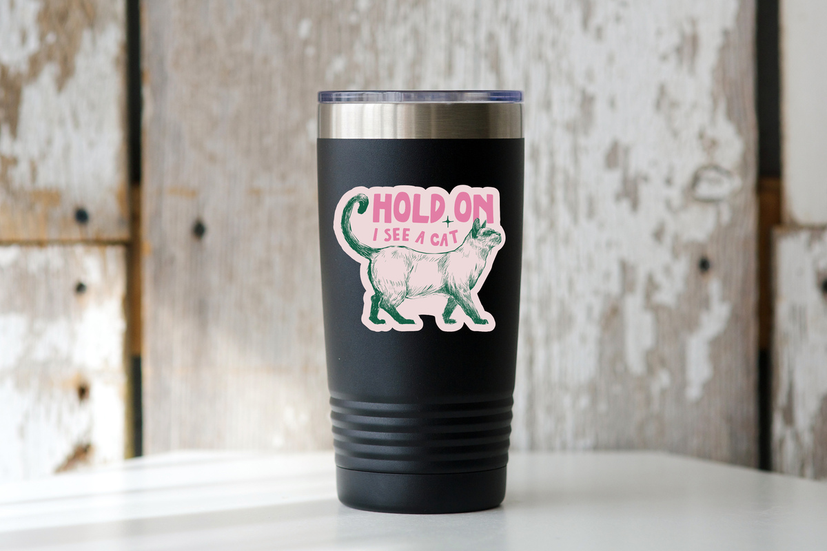 Hold On I See a Cat Vinyl Sticker