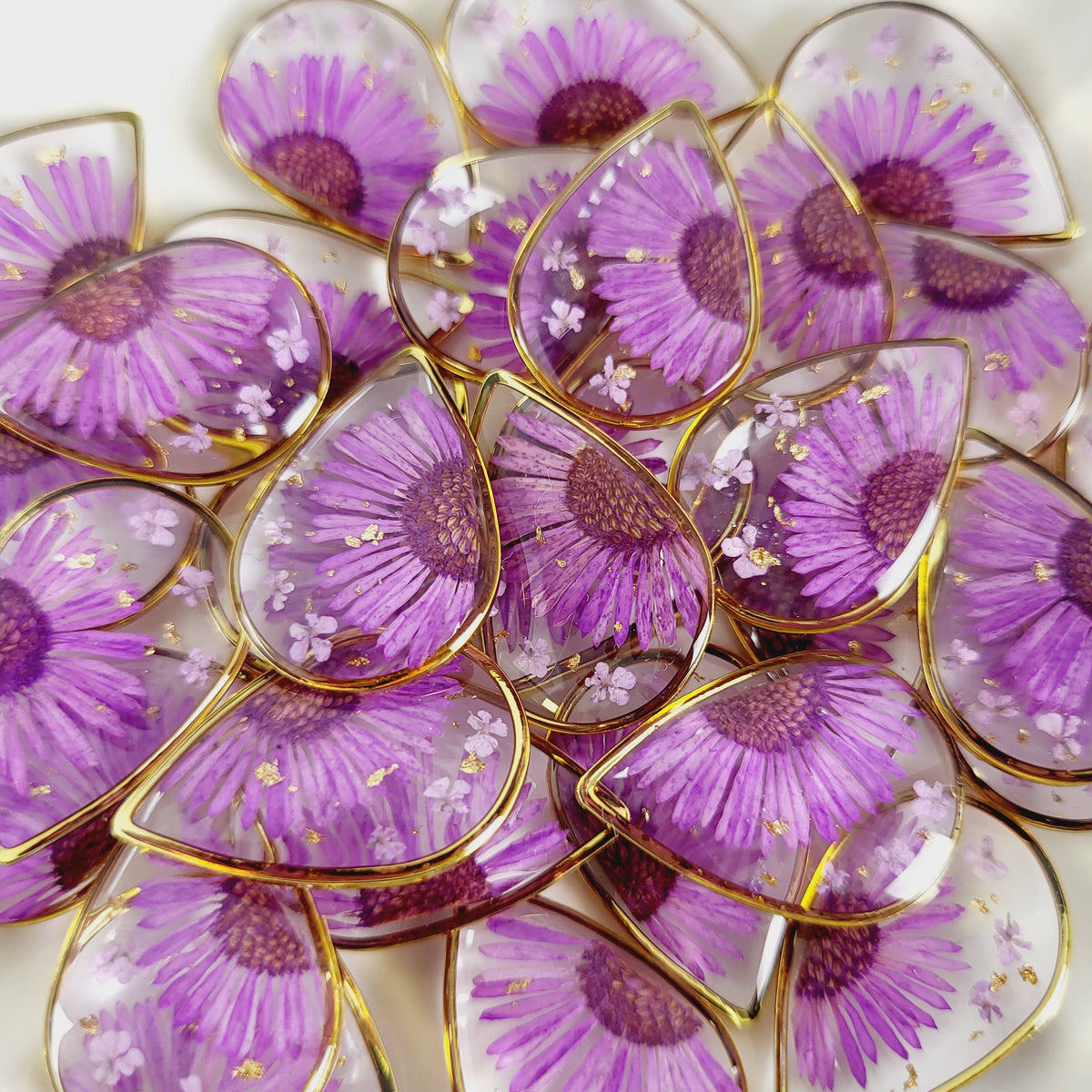 Aster (September Birth Flower) Pressed Flower Necklace