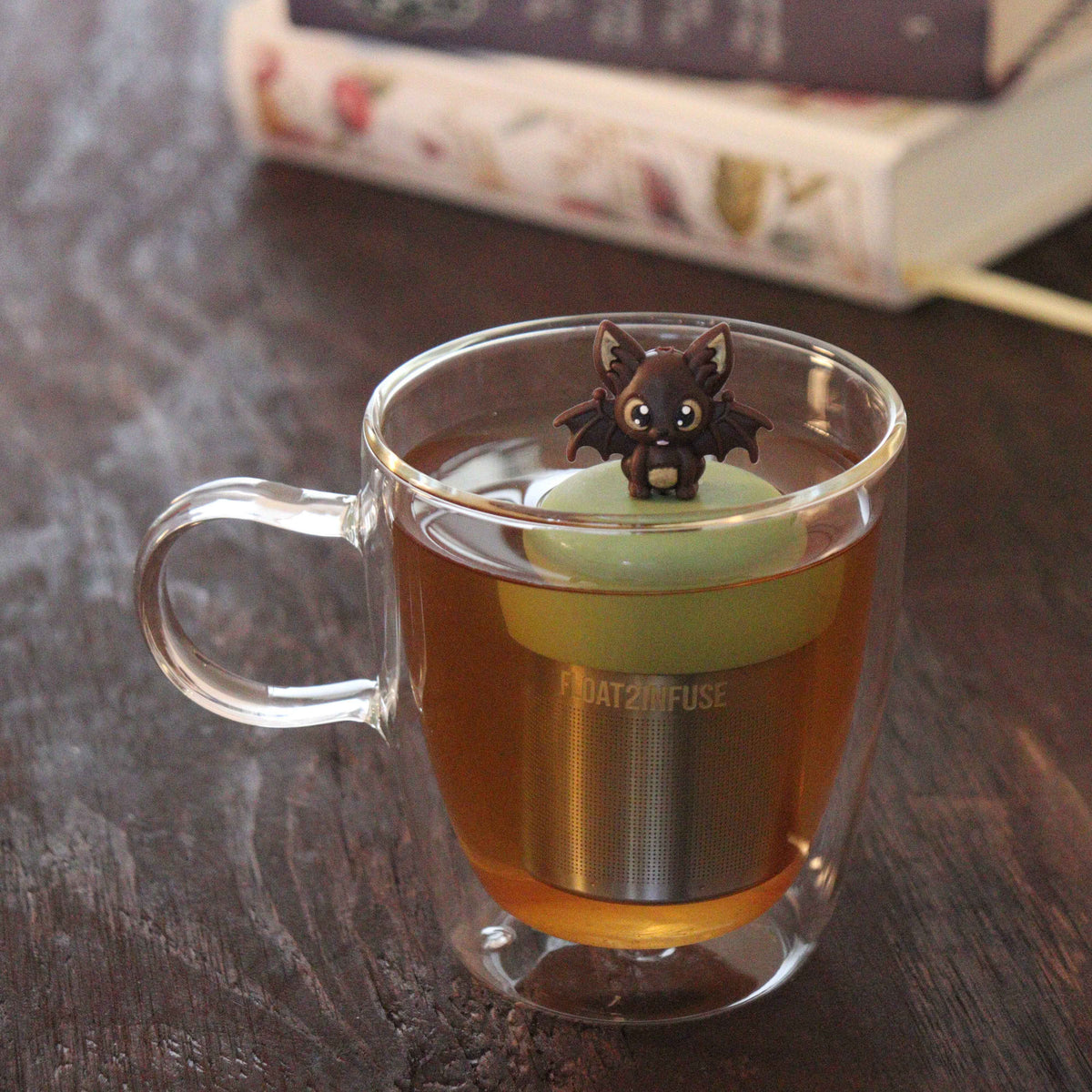 Brown Bat | Floating Tea Infuser | Green Base | Brown