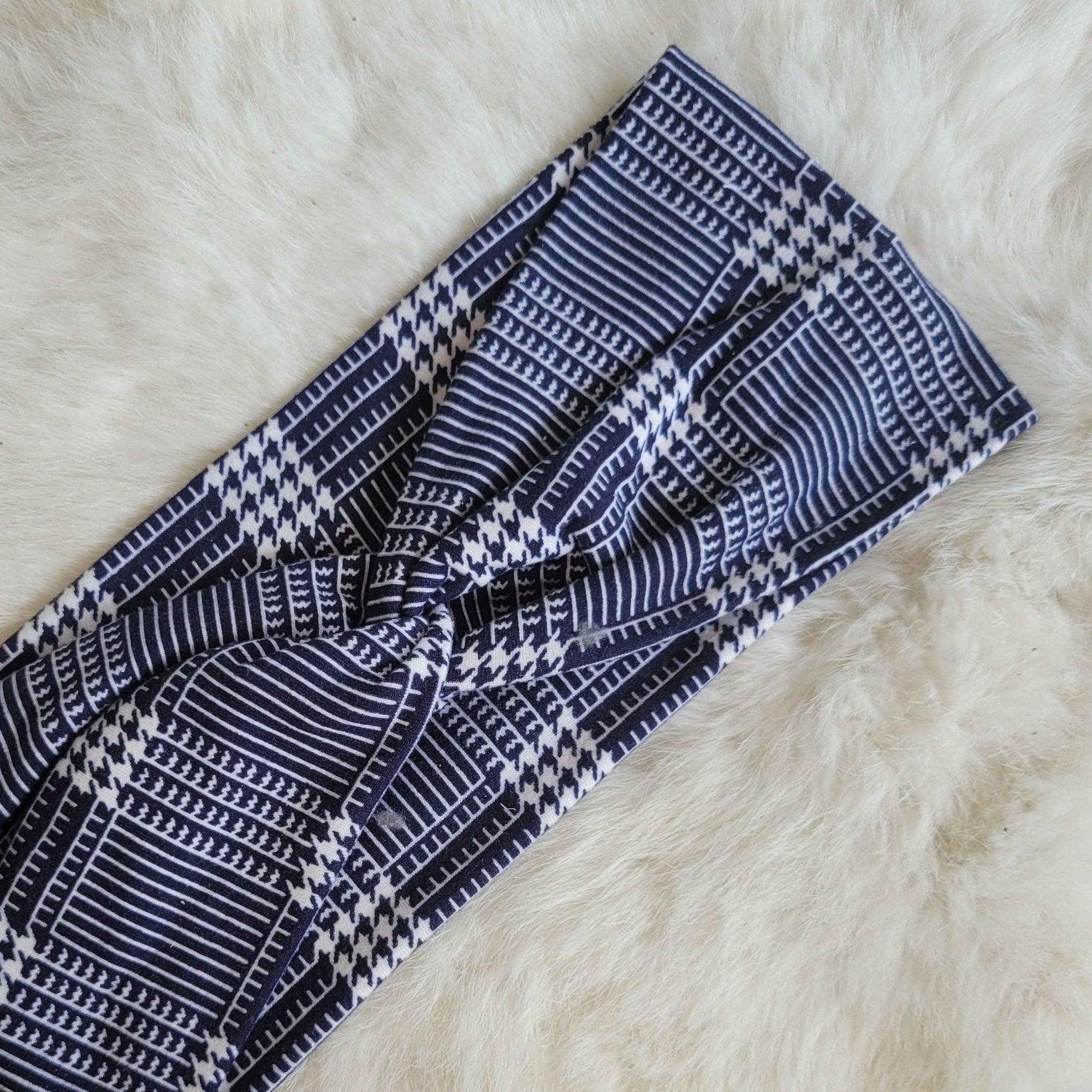 Midnight Blue Hounds Tooth Headband