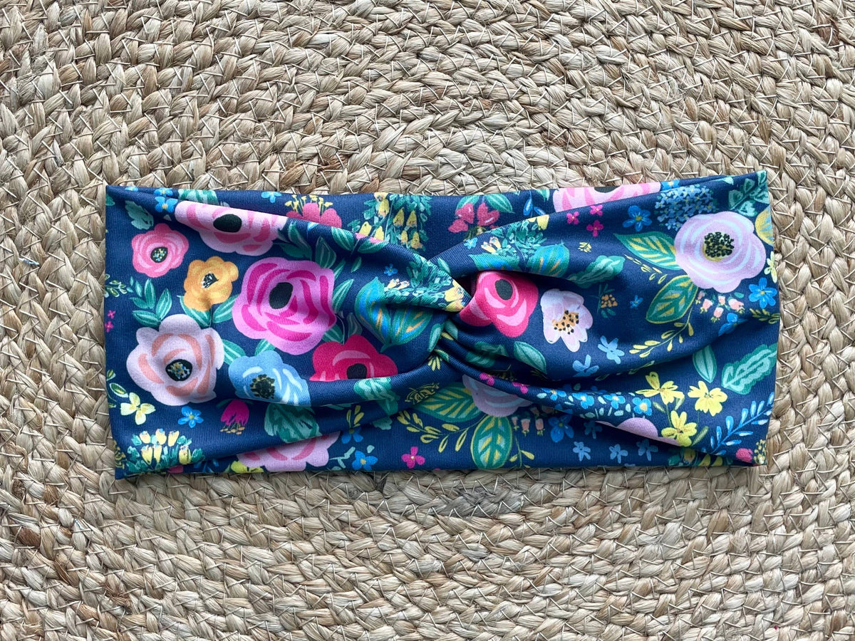 Wonderland Garden Navy Knit Twist Headband