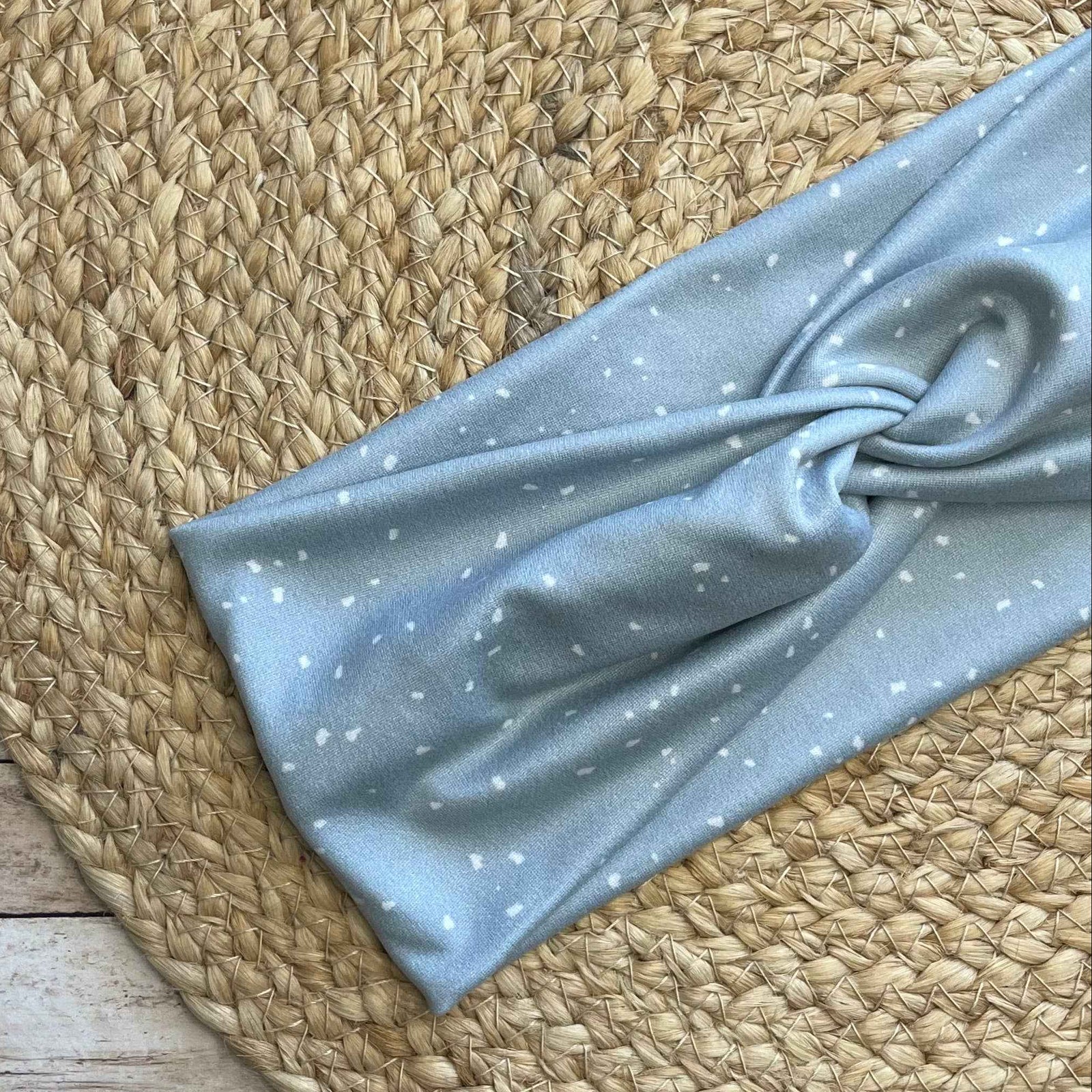 Speckled Blue Knit Twist Headband