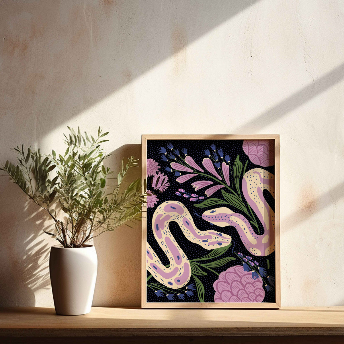 "Twin Snakes - Black" - 8" x 10" Giclée Art Print