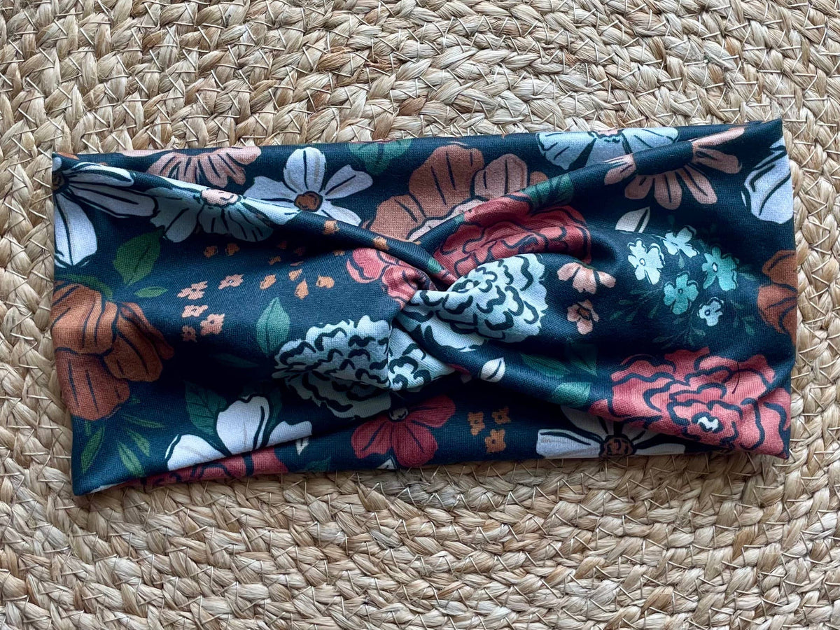 Montana Floral Dark Knit Twist Headband