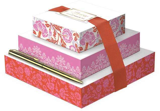Prairie Rose Notepad - Tower of Notes with Pen