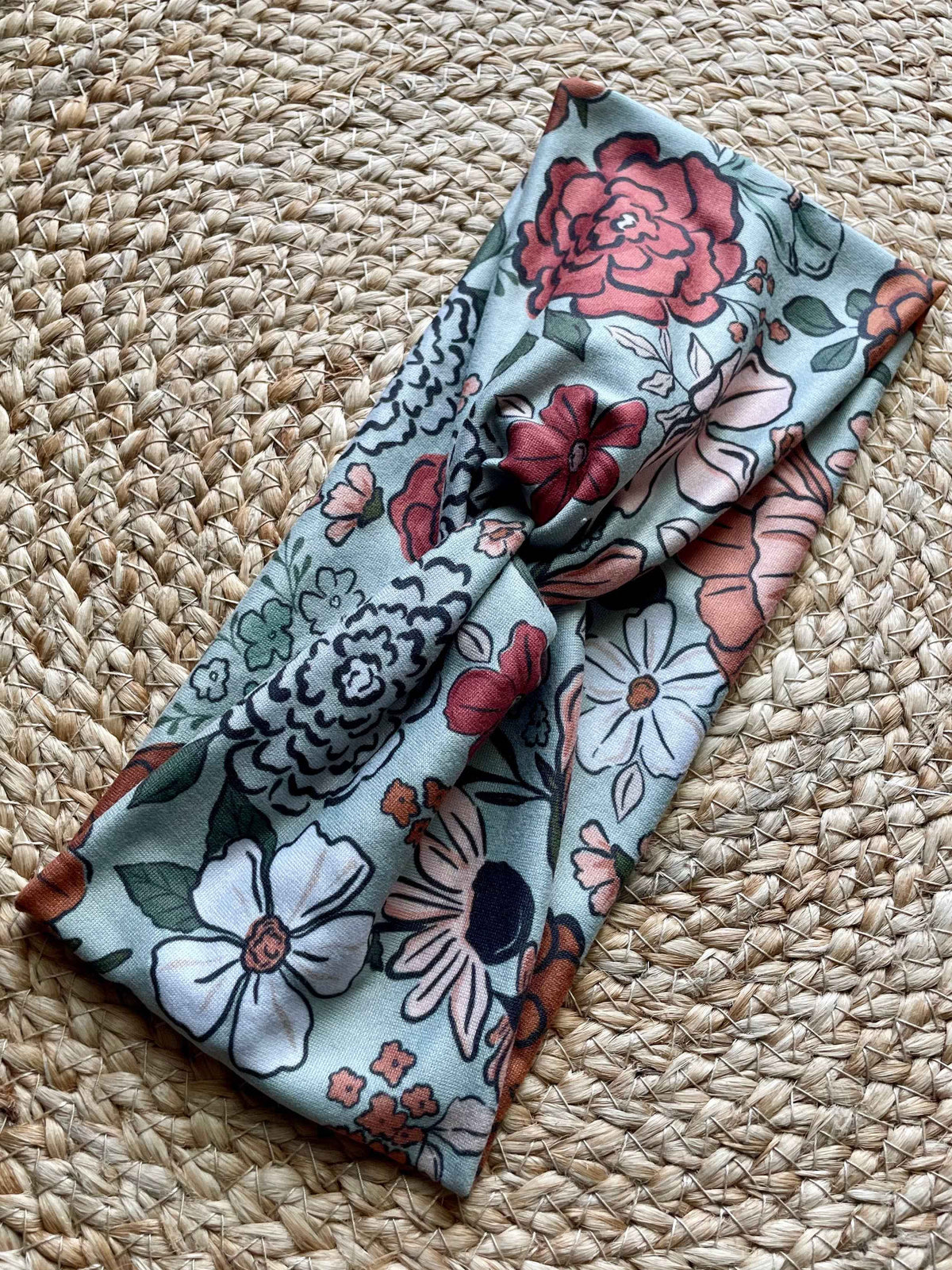 Montana Floral in Green Knit Twist Headband