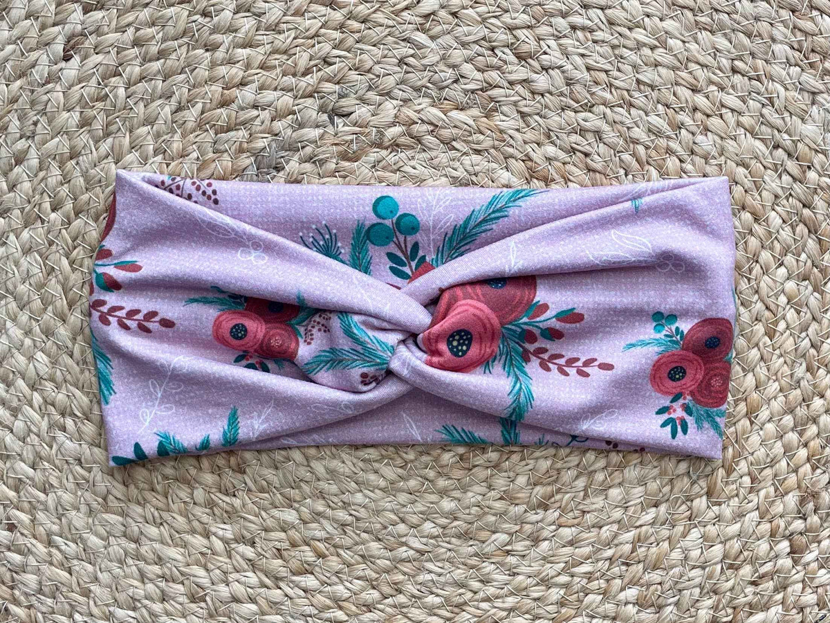 Lavender Poinsettia Knit Twist Headband
