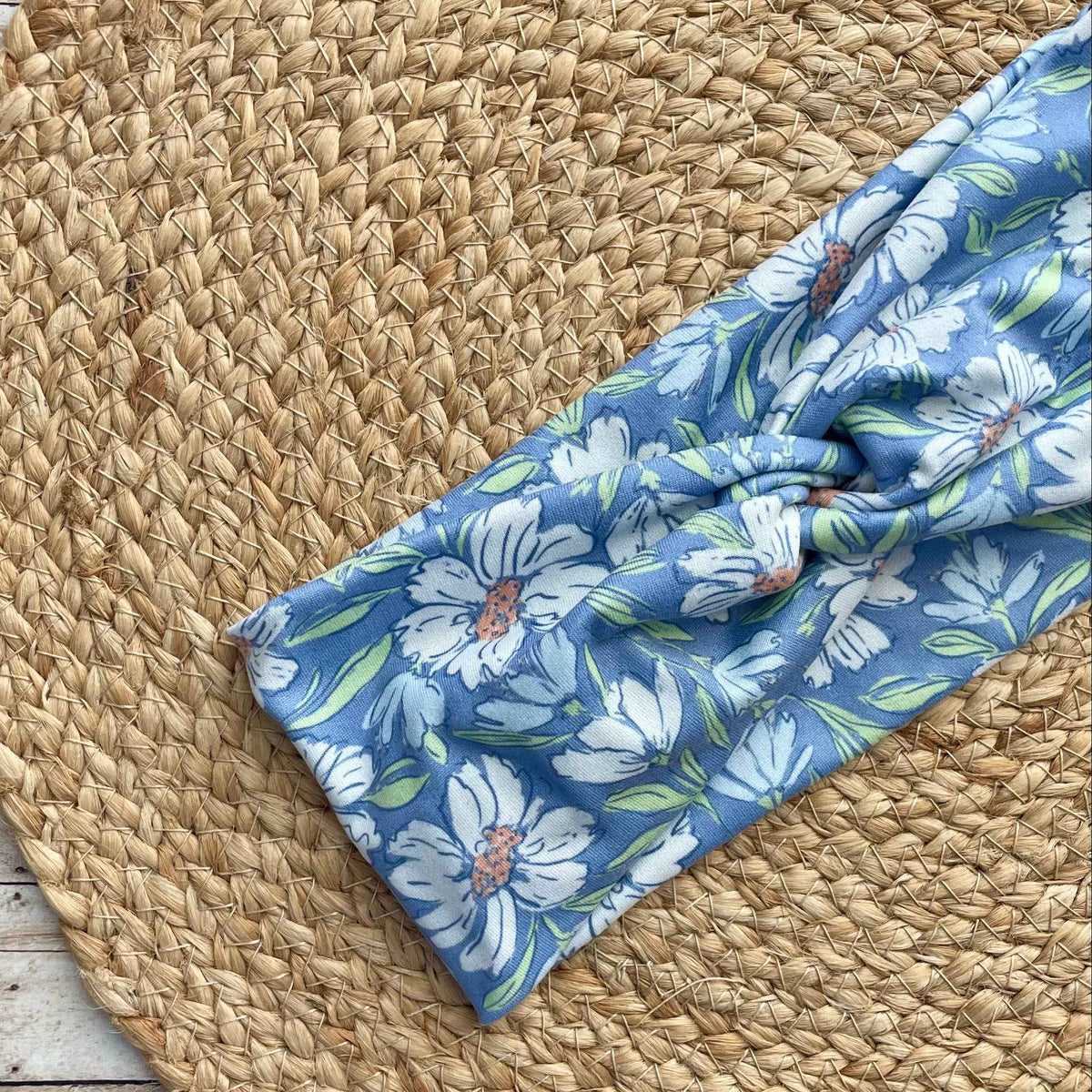 Indigo Fallen Blooms Knit Twist Headband