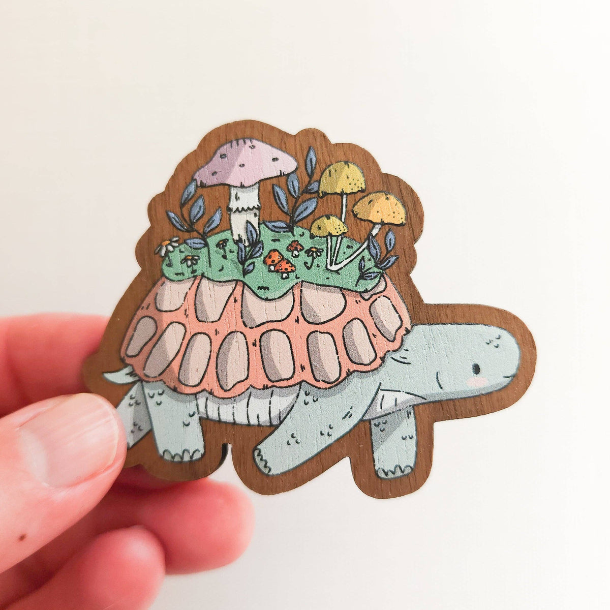 Mushroom meadow turtle refrigerator magnet