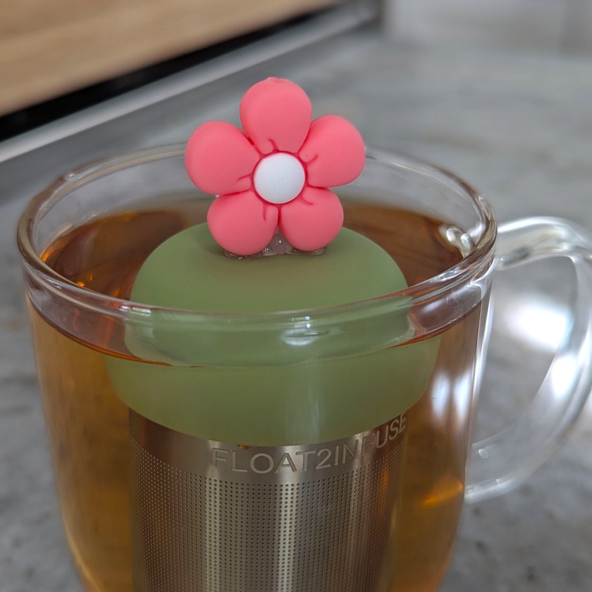 Coral Pink Daisy Floating Tea Steeper