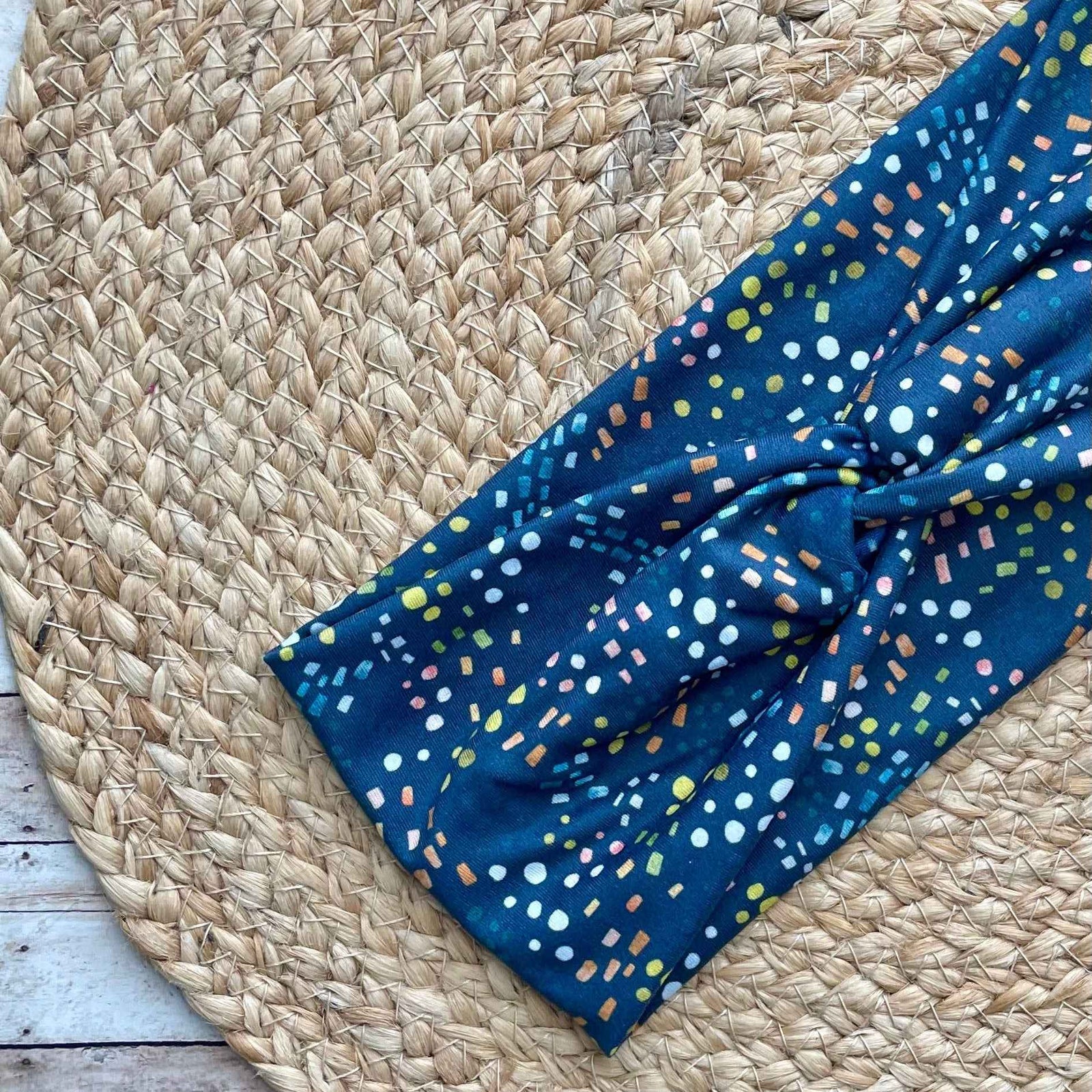 Blue Confetti Knit Twist Headband