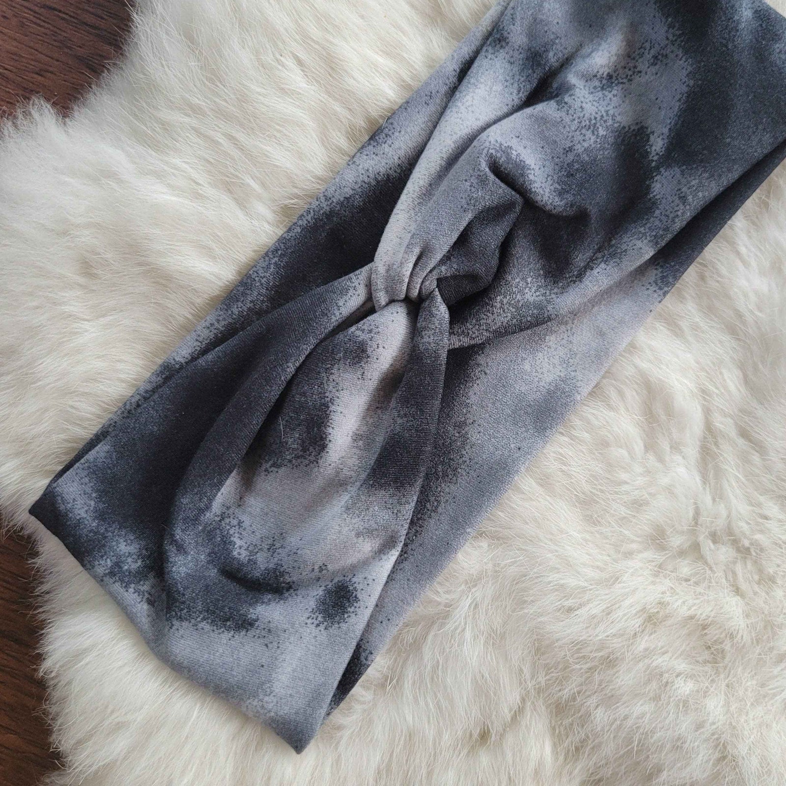 Gray And Black Tie Dye Headband