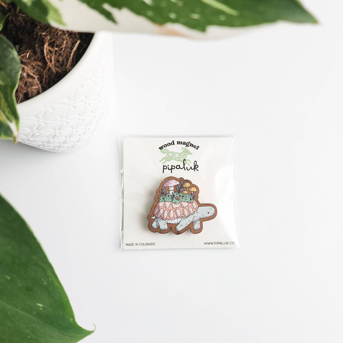 Mushroom meadow turtle refrigerator magnet