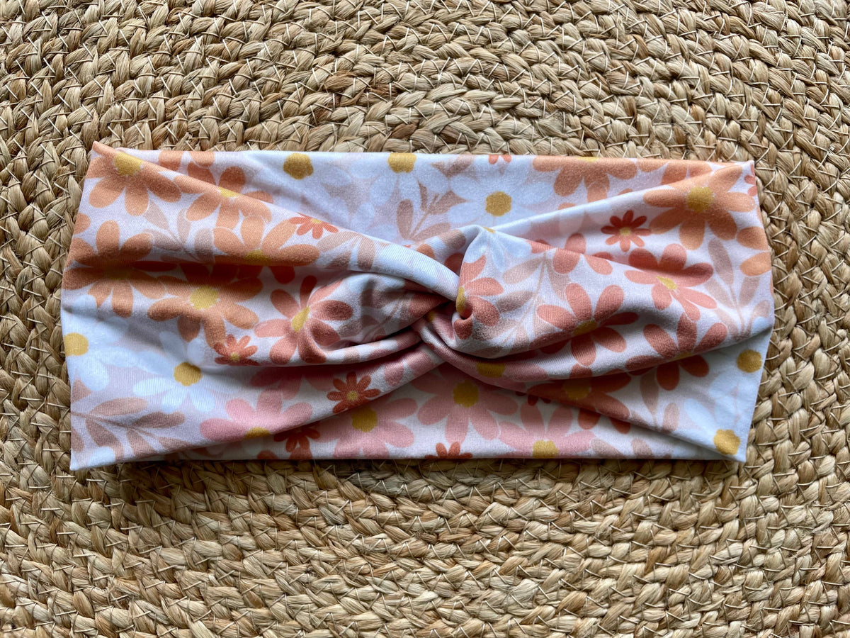 Daisy Patch Knit Twist Headband