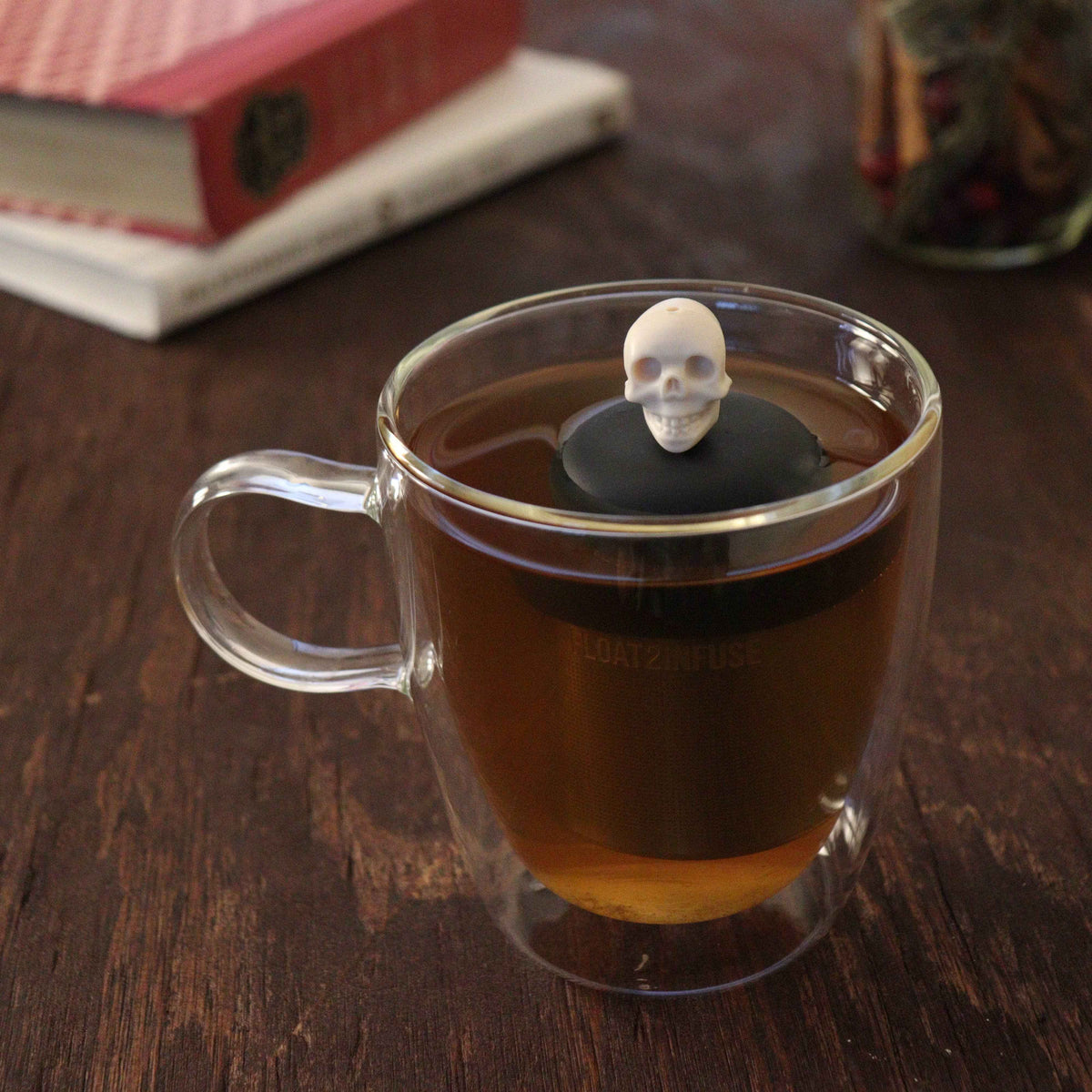 Ivory Skull | Floating Tea Infuser | Black Base | Ivory