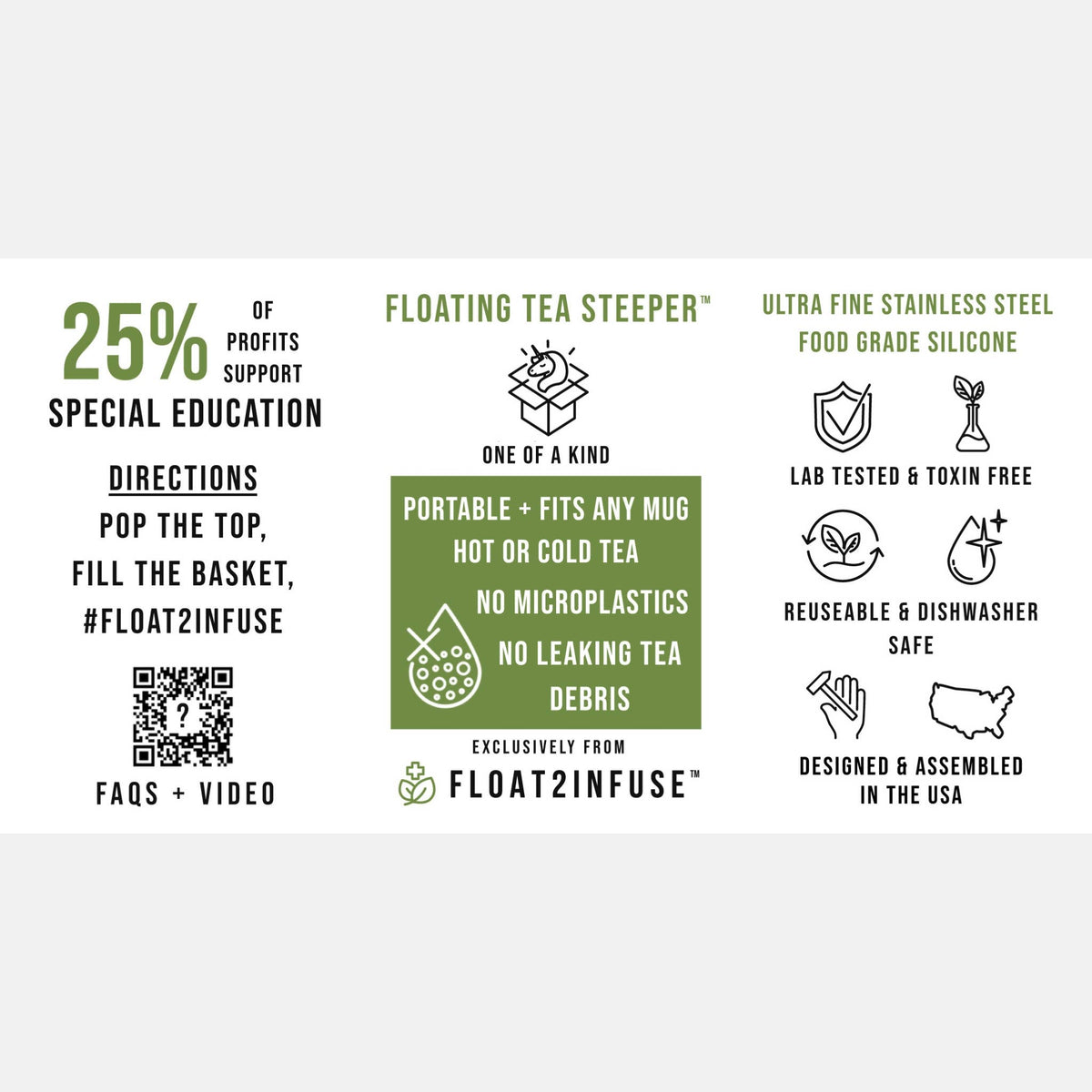 Bookworm | Floating Tea Infuser | Black Base | Green Worm