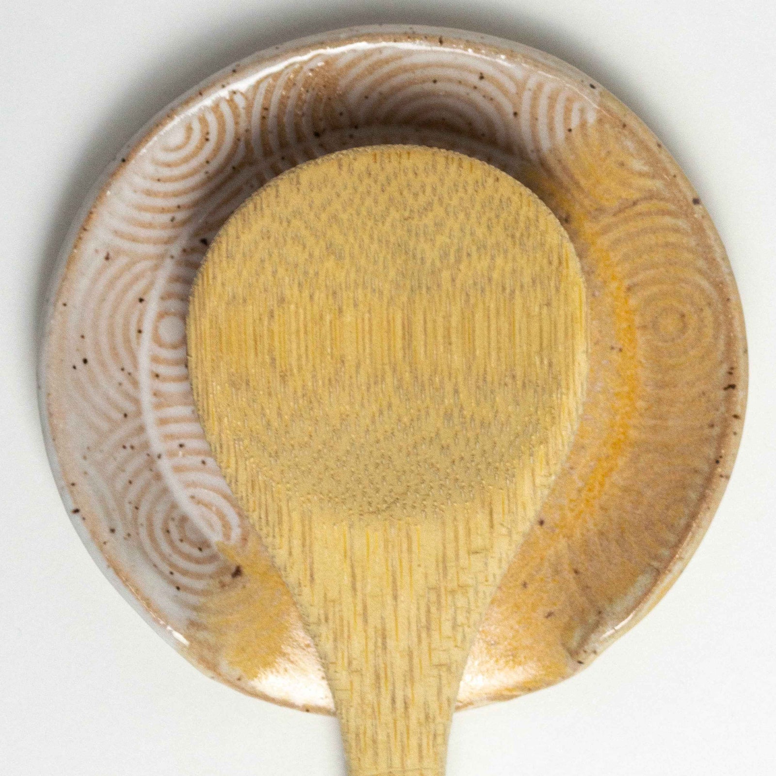 White & Peach Spiral Pattern Ceramic Spoon Rest Handmade |  - Cedar Witch Goods