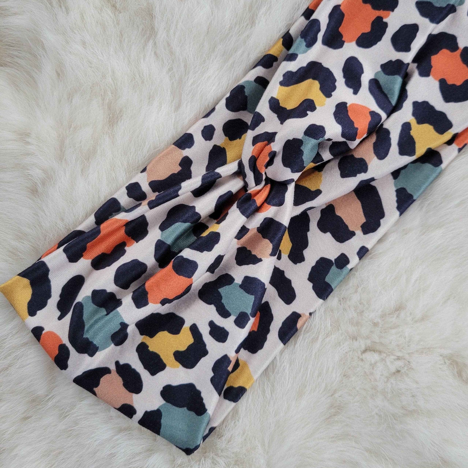 Colorful Spotted Leopard Twist Knit Headbands