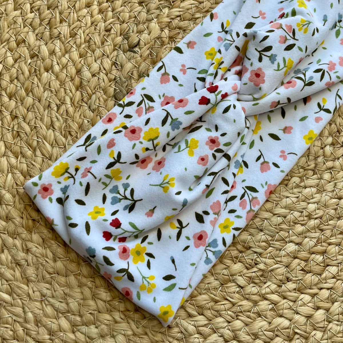 White Mini Floral Twist Headband