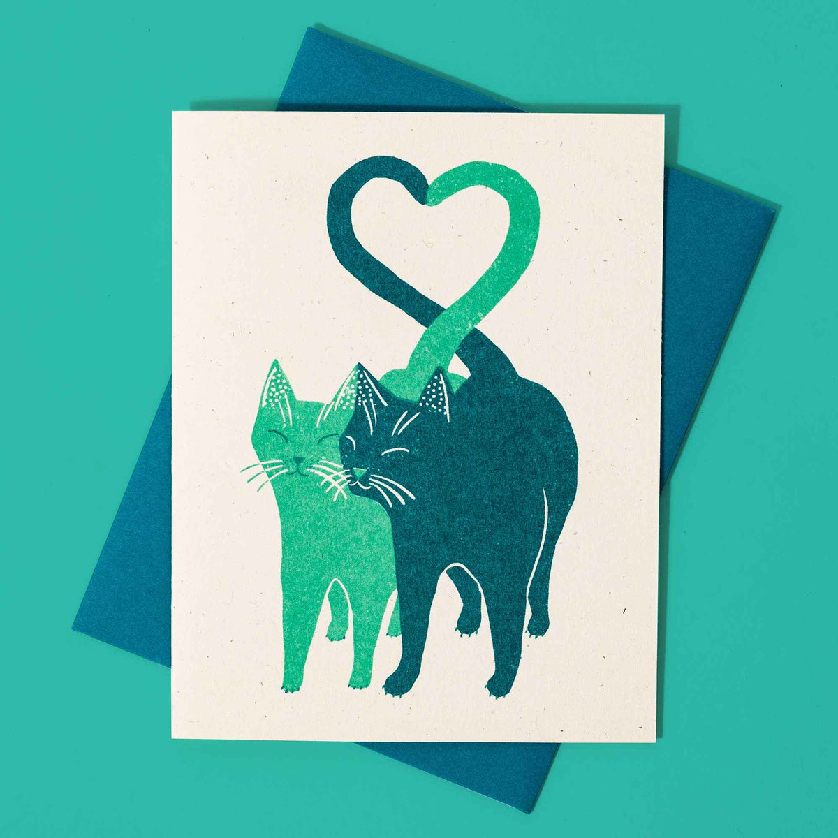 Love Cats - Risograph Greeting Card