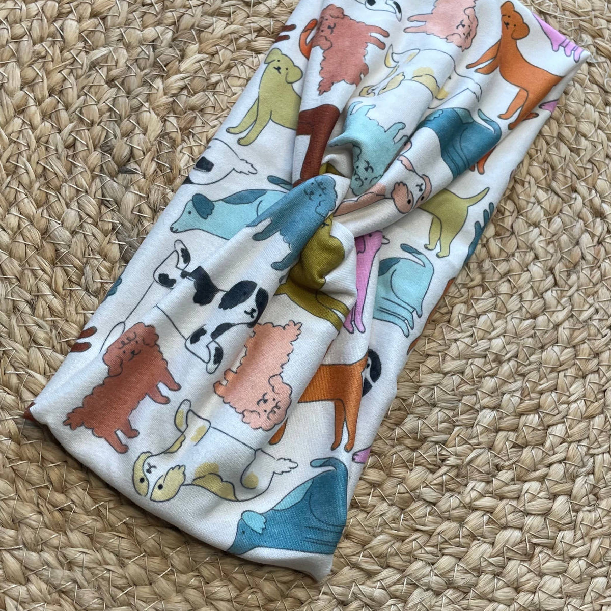 Colorful Dogs Knit Twist Headband