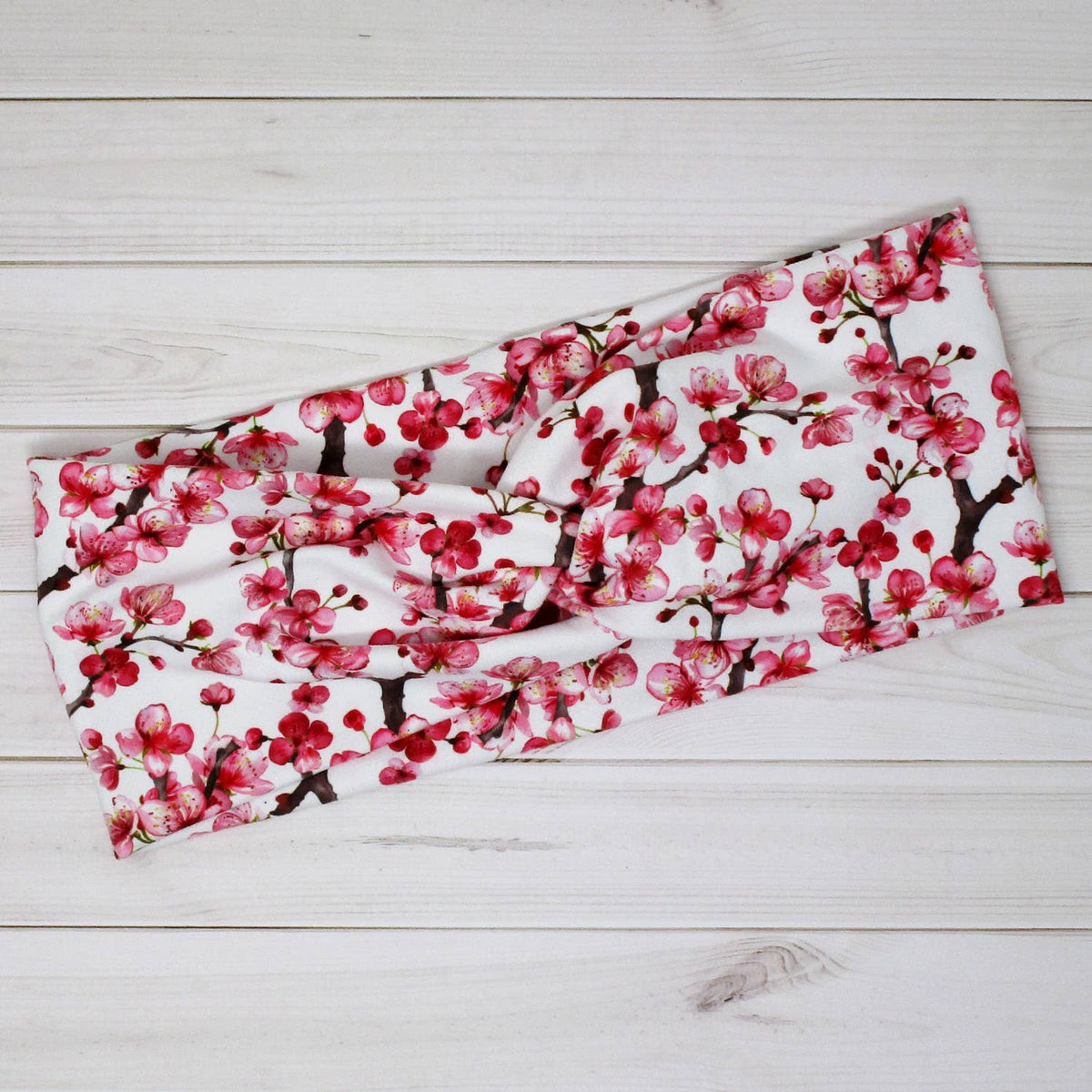 Cherry Blossoms Floral Spring Print Knit Wide Twist Headband