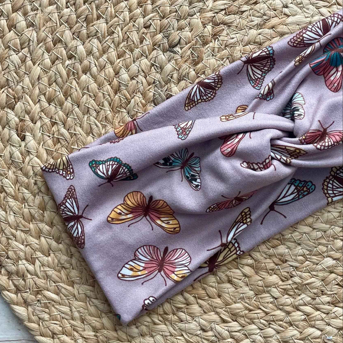 Lavender Butterflies Knit Twist Headband