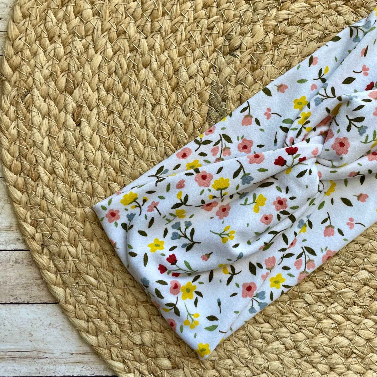 White Mini Floral Twist Headband