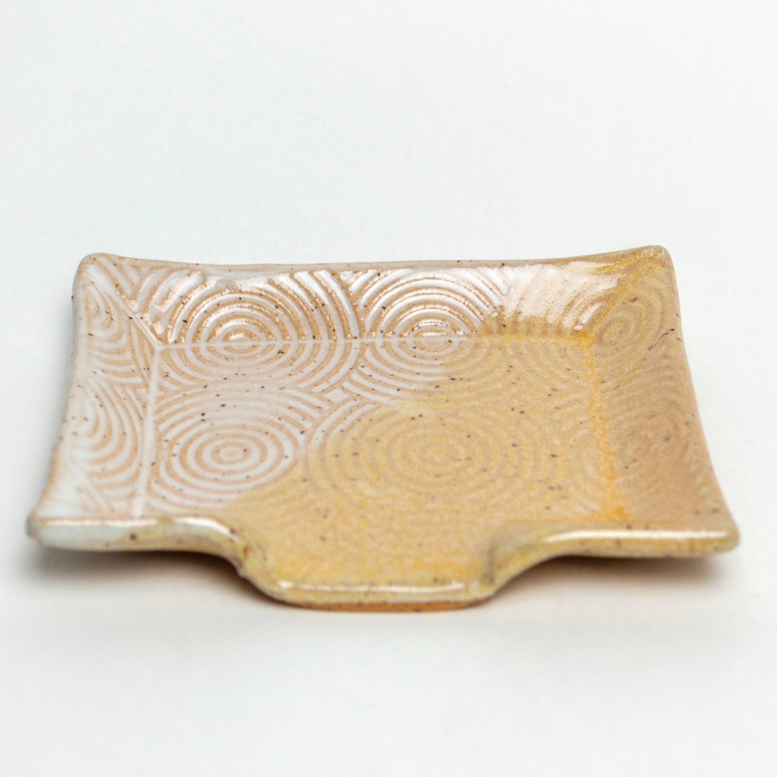 Spiral Pattern Peach and White Handmade Ceramic Soap Dish |  - Cedar Witch Goods