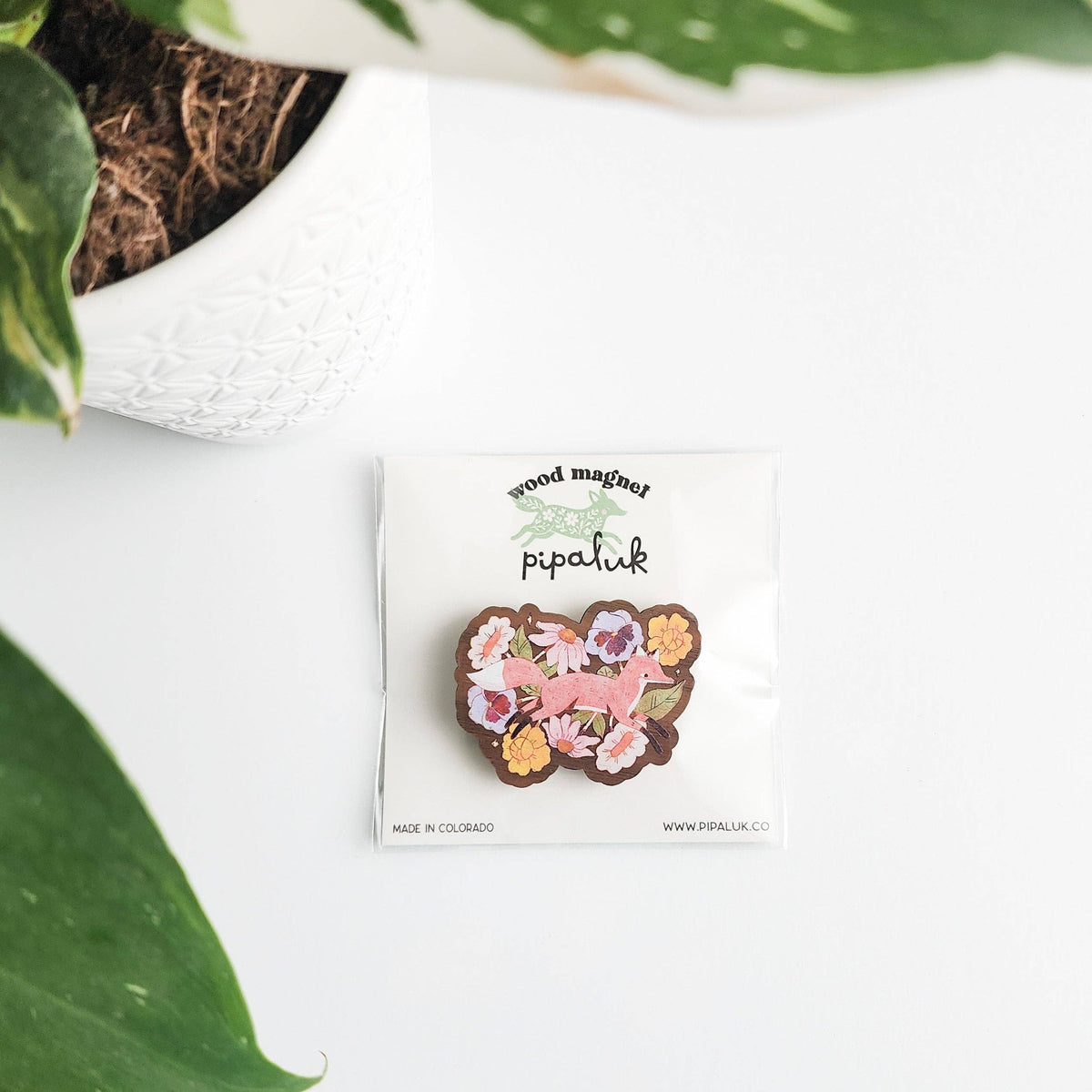 Fox in blooms refrigerator magnet