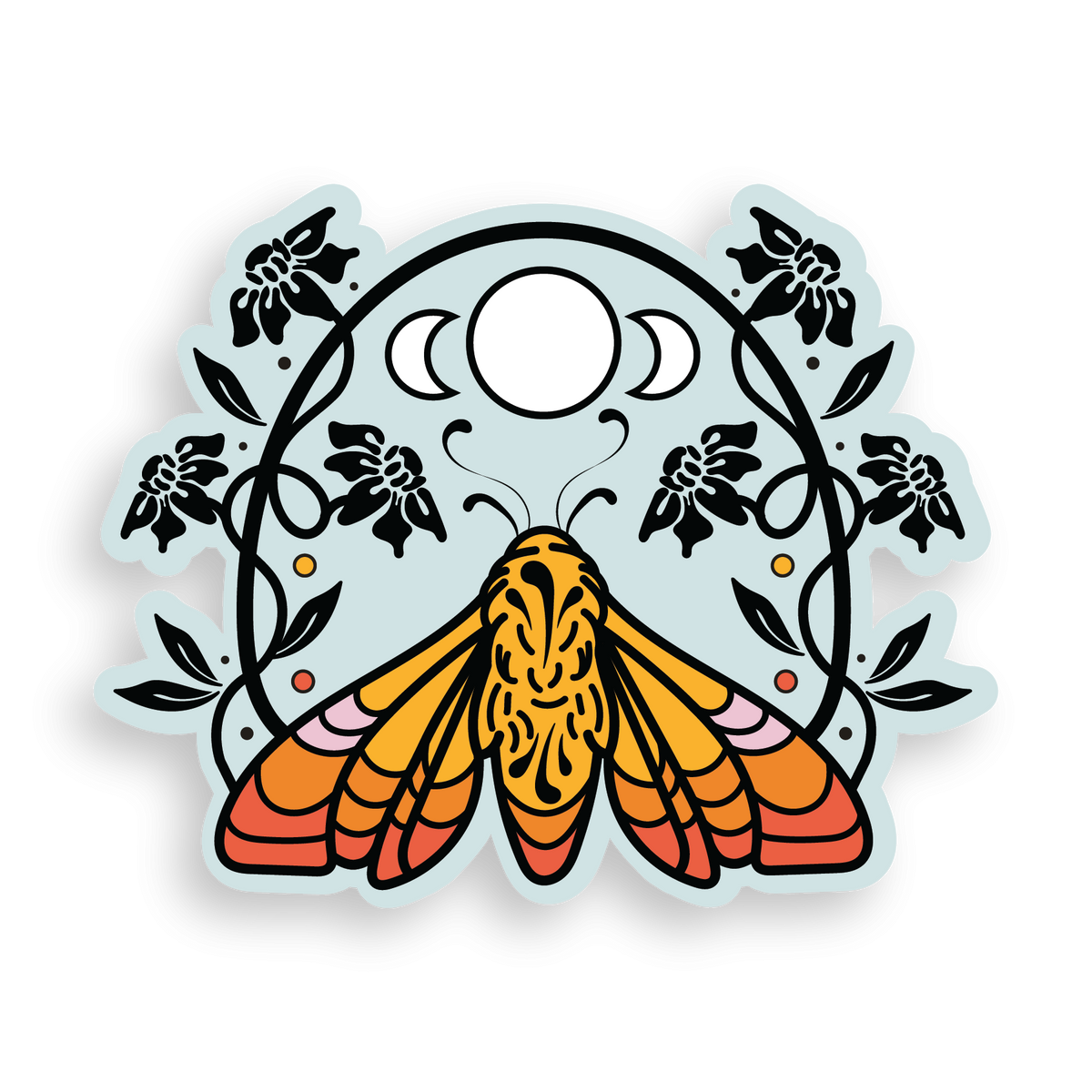 Floral Moon Moth - Vinyl Sticker