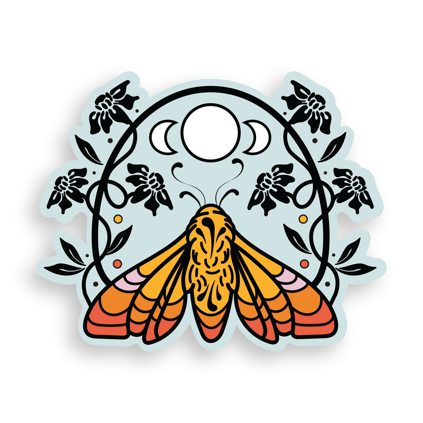 Floral Moon Moth - Vinyl Sticker