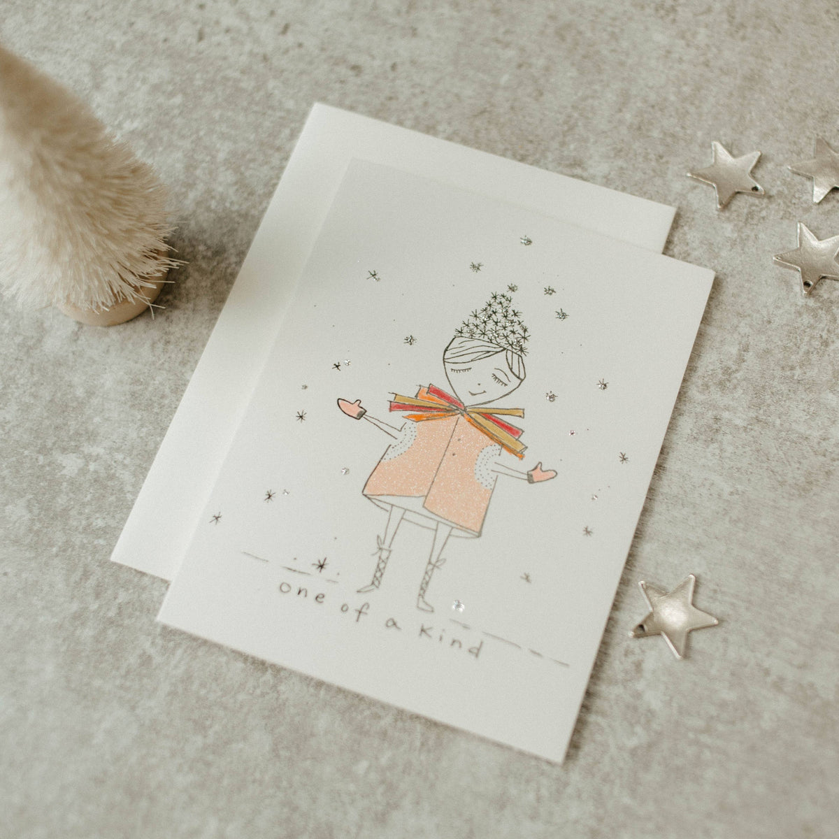 One of Kind Lady Greeting Card | Glitter Snow