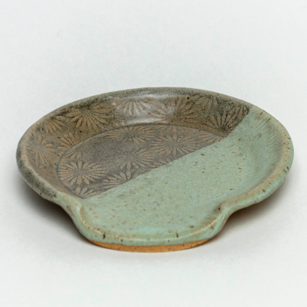 Gray &amp; Blue Sunburst Ceramic Spoon Rest
