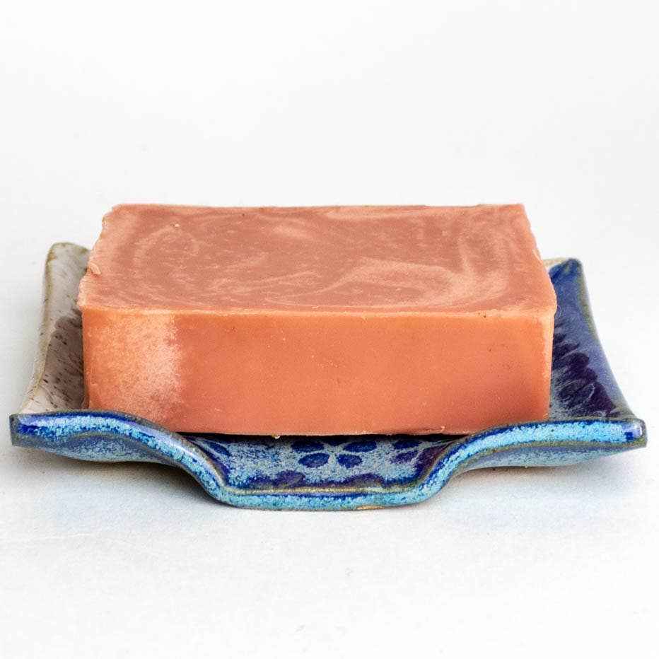 Flower Pattern Blue and White Handmade Ceramic Soap Dish