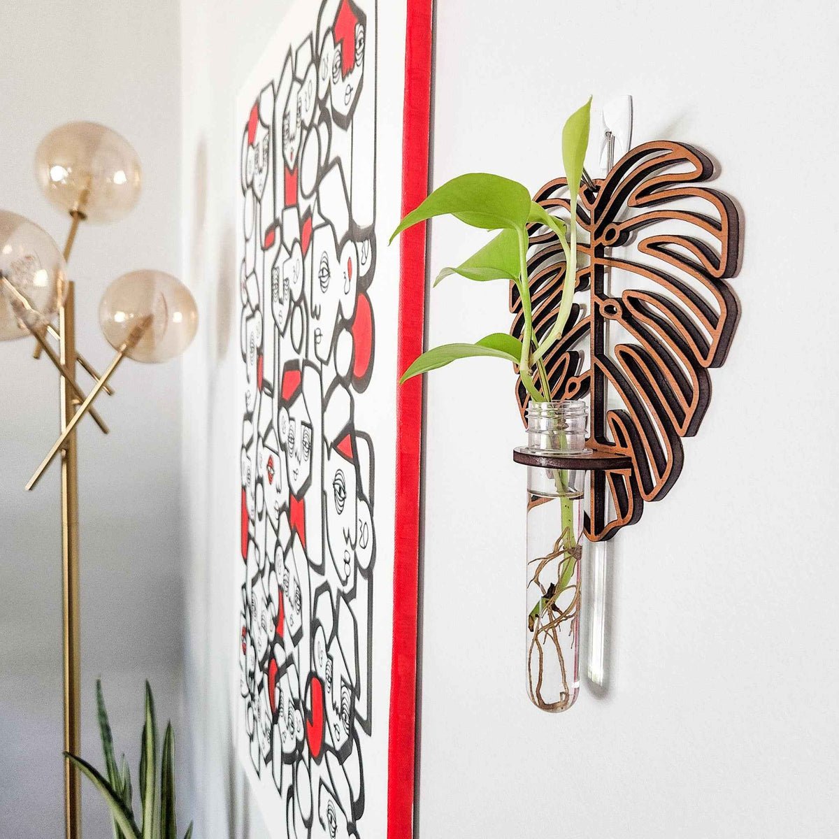 Wall Hanging Propagation Station - Monstera Leaf Design