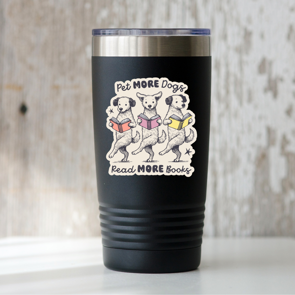 Pet More Dogs Read More Books Vinyl Sticker