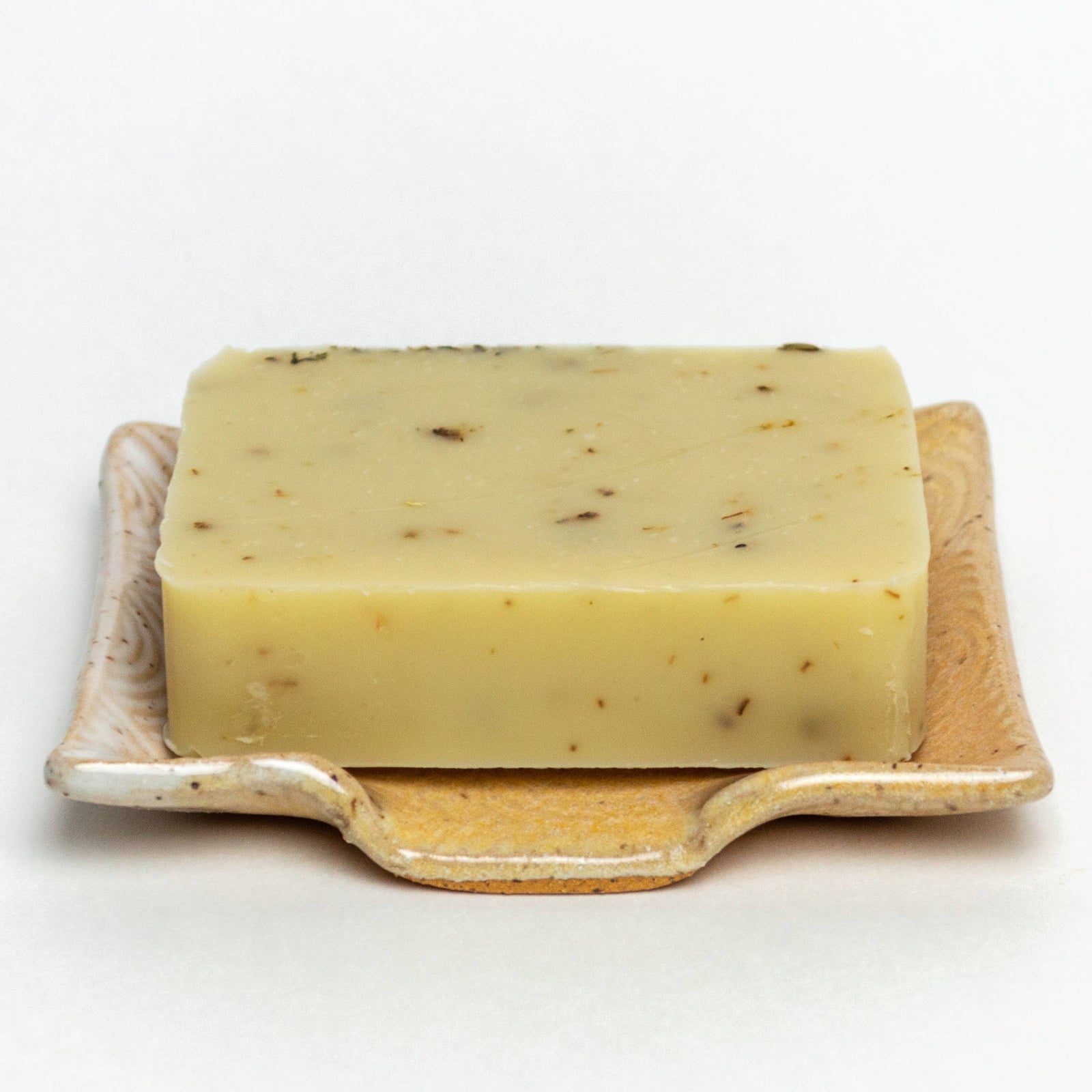 Spiral Pattern Peach and White Handmade Ceramic Soap Dish |  - Cedar Witch Goods