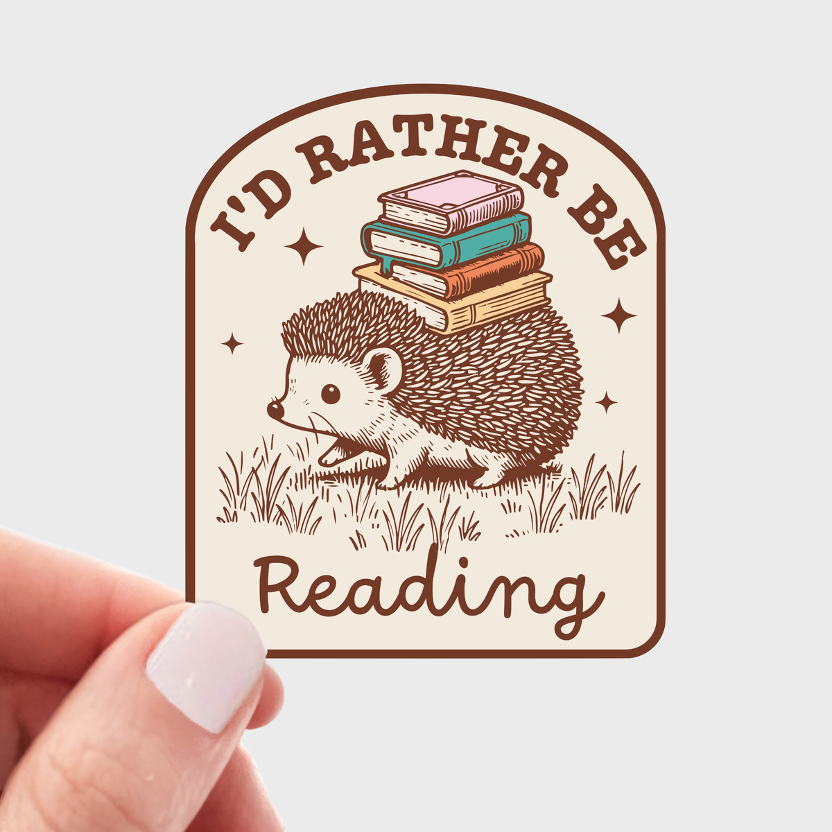 I&#39;d Rather Be Reading Hedgehog Sticker