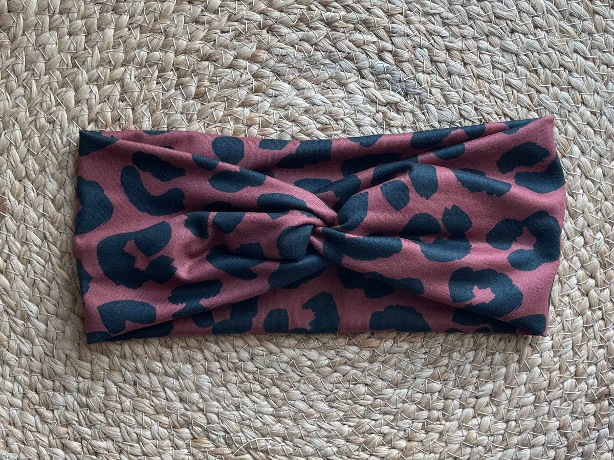 Boho Leopard Knit Twist Headband