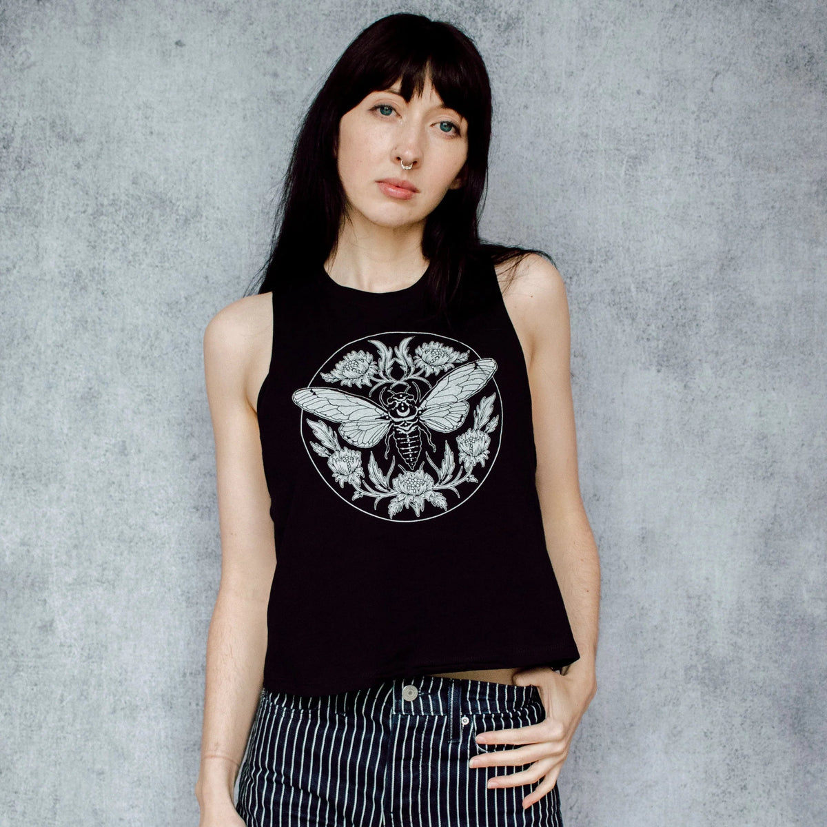 Cicada Floral Racerback Crop Tank