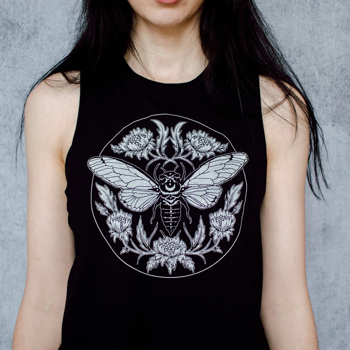 Cicada Floral Racerback Crop Tank