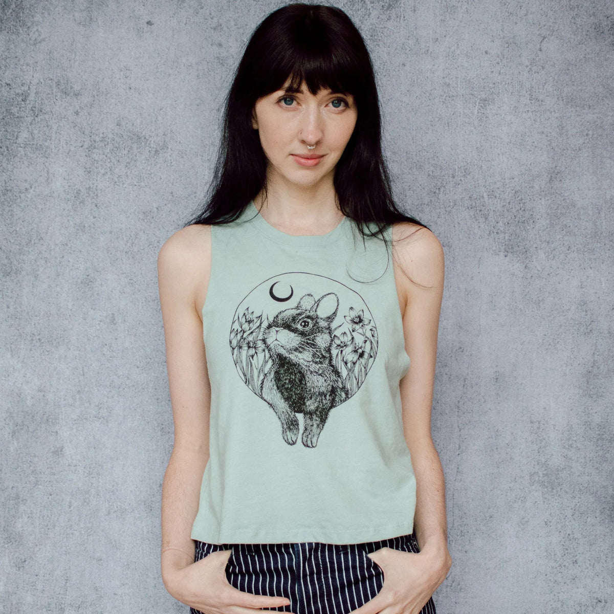 Rabbit & Moon Racerback Crop Tank