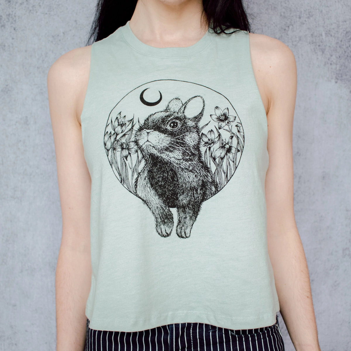 Rabbit & Moon Racerback Crop Tank