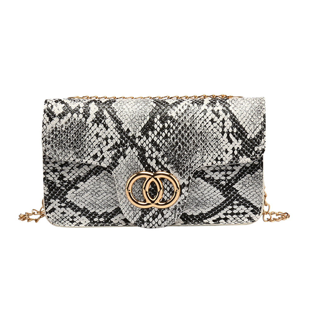 Snake Print Chain Crossbody Bag