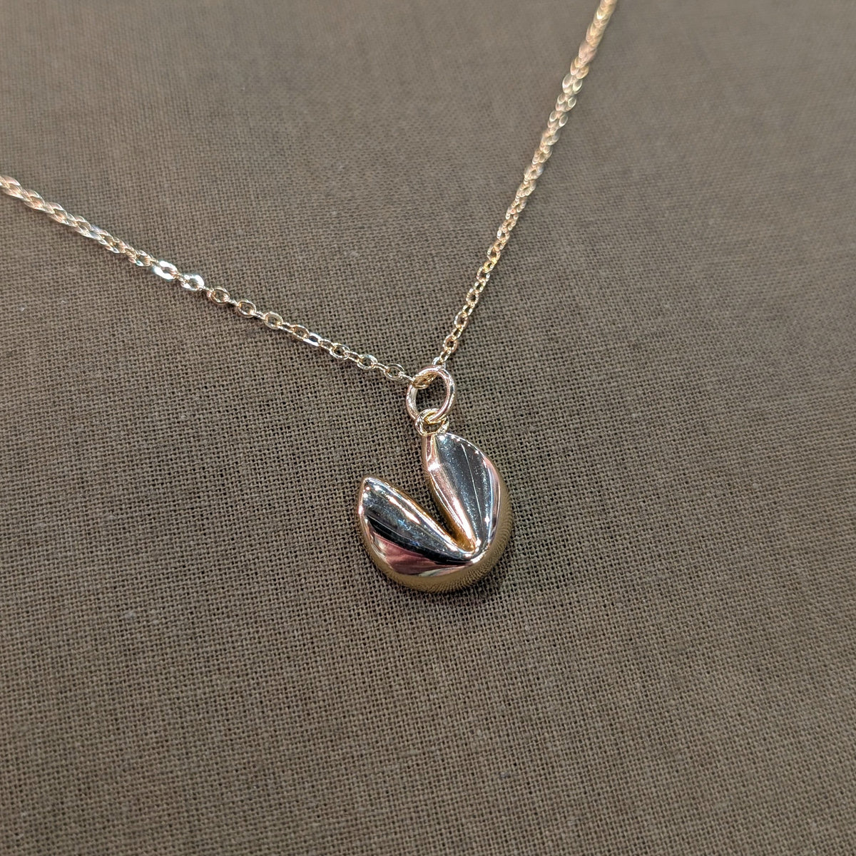Fortune Cookie Pendant Necklace | 18K Gold Plated