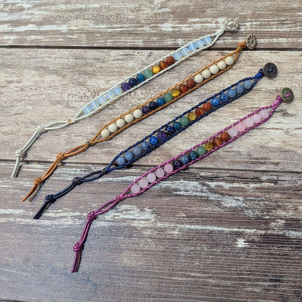 Opalite &amp; 7 Chakra Bracelet | 7-8.5&quot;
