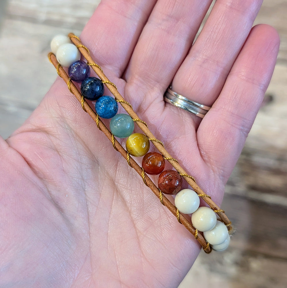Riverstone &amp; 7 Chakra Bracelet | 7-8.5&quot;